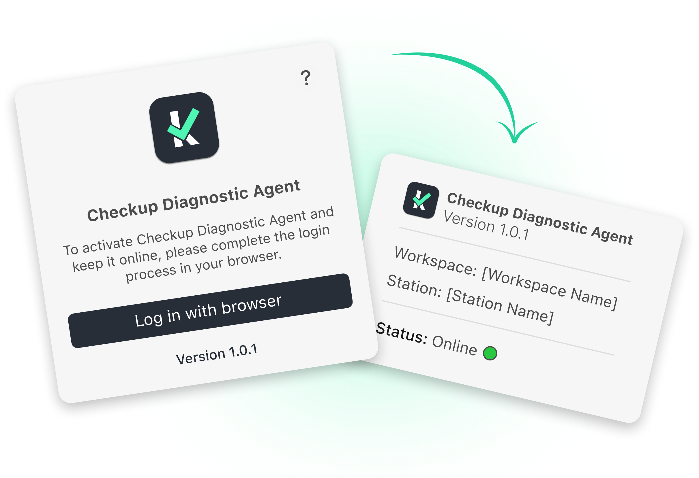 Flusso di attivazione di Checkup Diagnostic Agent che porta a una stazione del workspace online